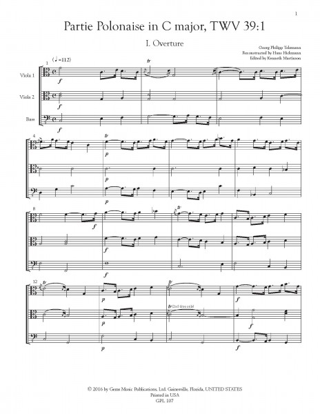 Parti Polonaise for 2 Violas and Bass, TWV 39:1