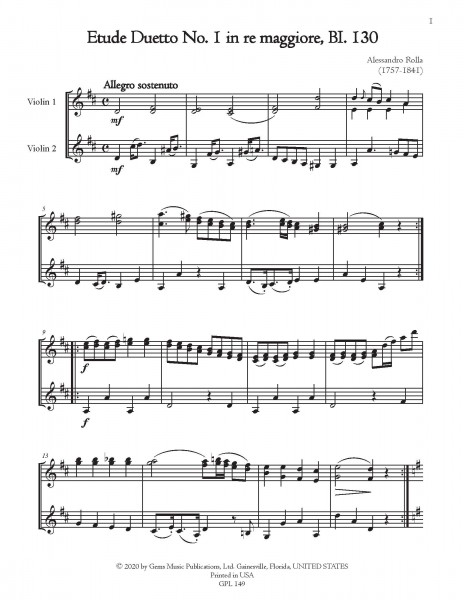 10 Etude Duets (BI. 114-116, 129-130, 146, 174, 203, 224-225) for 2 Violins