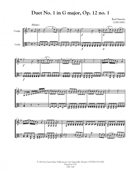 3 Duets, Op. 12 no. 1-3 for Violin and Viola