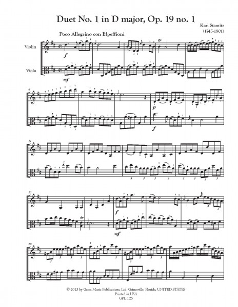 6 Duets, Op. 19 no. 1-6 for Violin and Viola