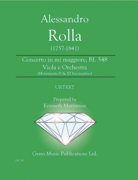 Concerto in mi maggiore, BI. 548 Viola e Orchestra (movements II & III incompleto) (score/parts)