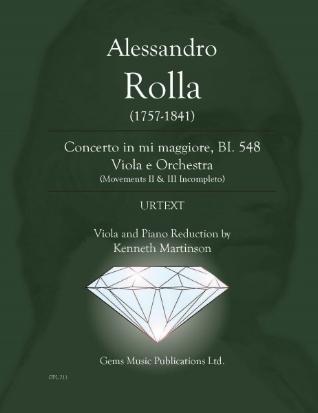 Concerto in mi maggiore, BI. 548 Viola e Orchestra (movements II & III incompleto) (viola/piano reduction)