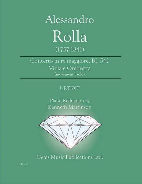 Concerto in re maggiore, BI. 542 Viola e Orchestra (movement I solo) (viola/piano reduction)
