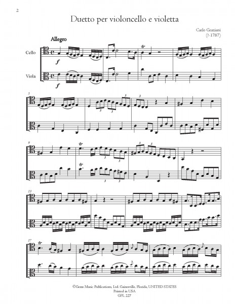 Duetto in C per violoncello e violetta