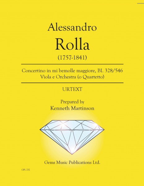 Concertino in mi bemolle maggiore, BI. 328/546 Viola e Orchestra (o Quartetto) (score/parts)