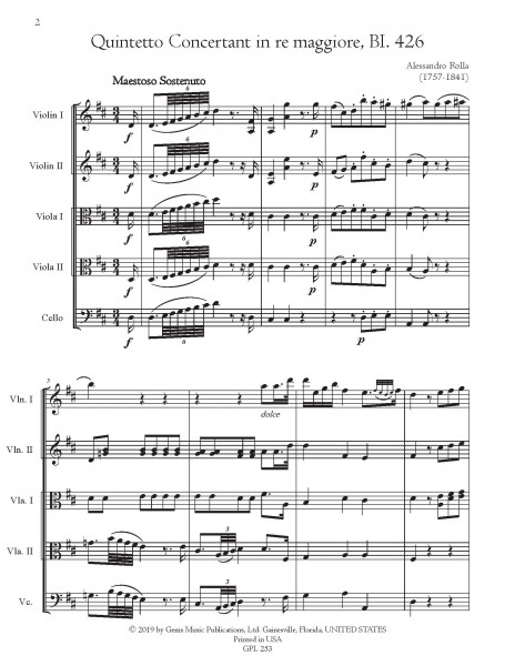 Quintetto Concertant in re maggiore, BI. 426 (for 2 violins, 2 violas, and cello)
