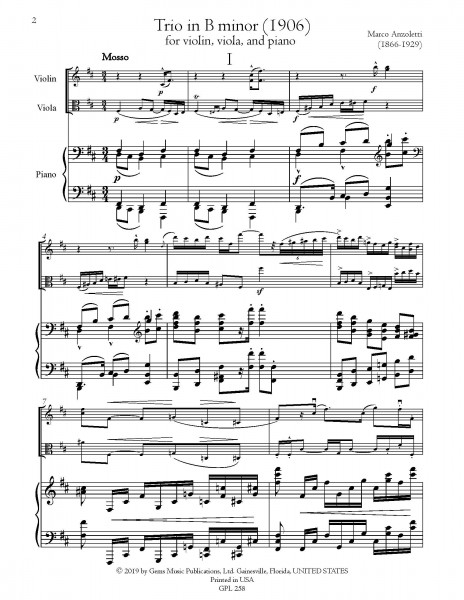 Trio in B minor (1906) for violin, viola, and piano