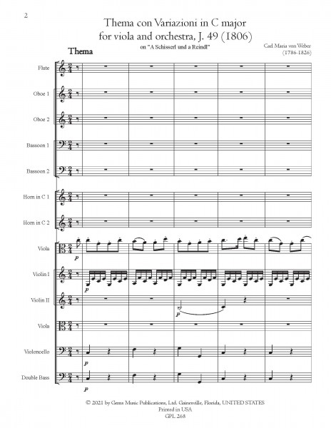 Thema und 6 Variationen in C major, J. 49 (1806) (score/parts) \"A Schisserl und a Reindl\"