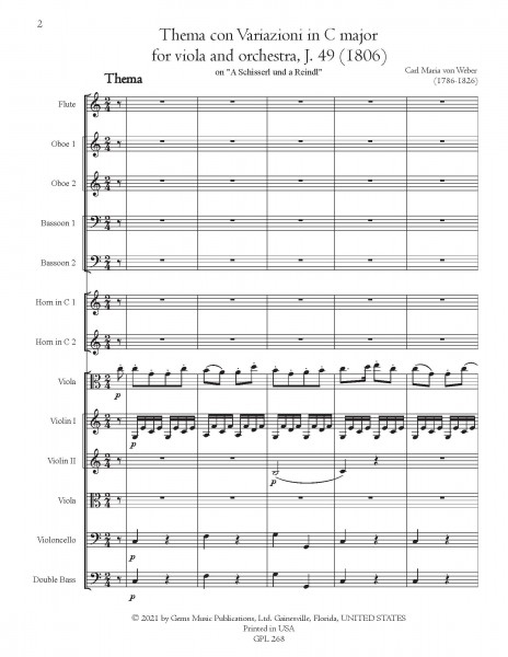 Thema und 6 Variationen in C major, J. 49 (1806) (score/parts) \"A Schisserl und a Reindl\"