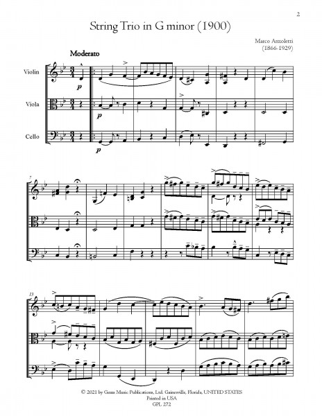 String Trio in G minor (1900) (for violin, viola, and cello)