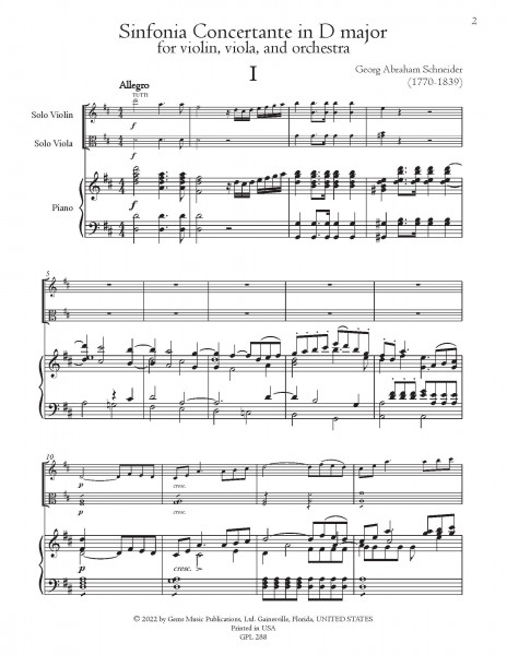 Sinfonia Concertante in D major for violin, viola, and orchestra [viola and piano reduction]