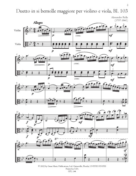 78 Violin-Viola Duets, BI. 33-110 Volume 19 (BI. 103-106)